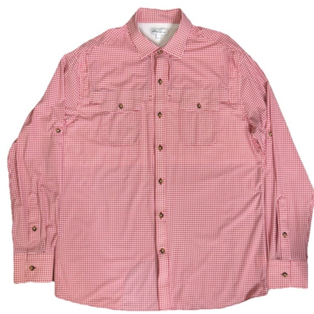 PETER MILLAR VENTED RED WHITE CHECK BUTTON DOWN LONG SLEEVE SHIRT STRETCH MENS